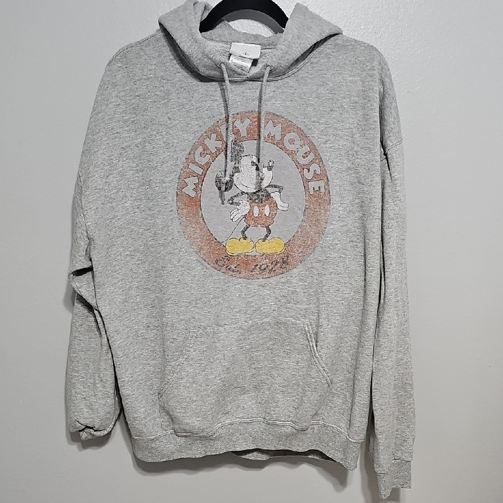 Gray Mickey Mouse XL Disney Distressed Hoodie